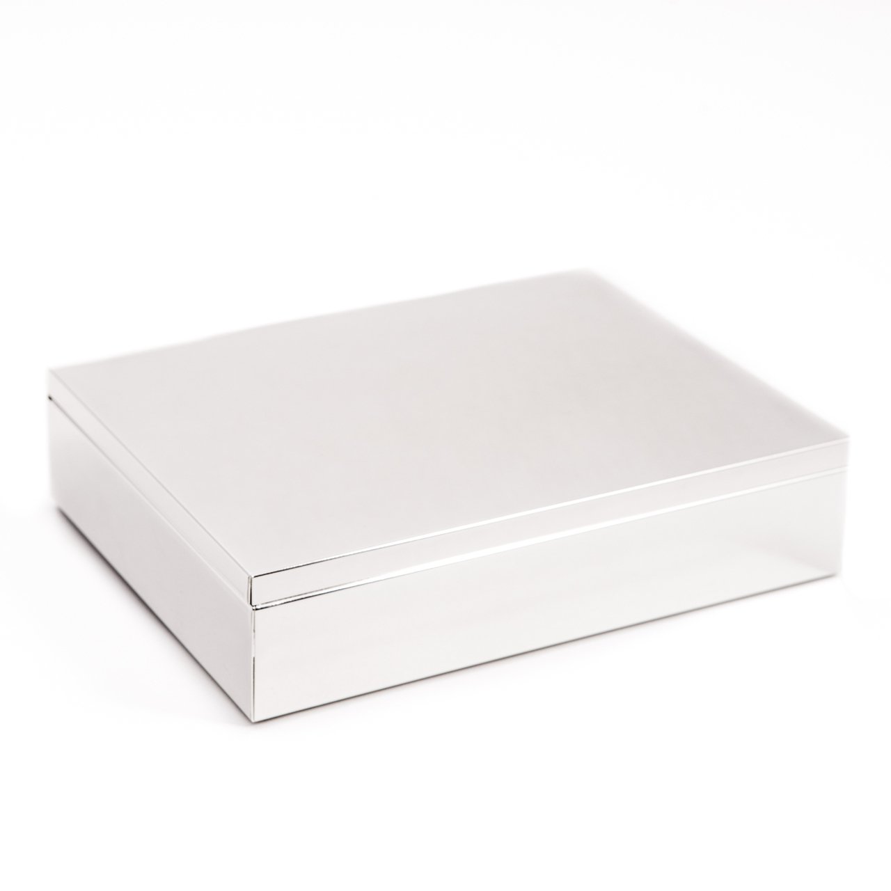 Silver Plate Stationery Box | Rectangular Desk Box | 6 by 8 Inch Silver Stationery Box | Custom Box for Corporate Gift Giving | Sterling and Burke Ltd-Desk Accessory-Sterling-and-Burke