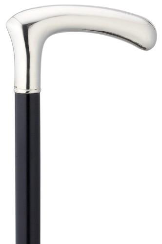 Silver Cane | Elegant L Shape Cane for Gentleman | Smooth Nickel Silver | Alpacca Silver Crook Handle-Walking Stick-Sterling-and-Burke
