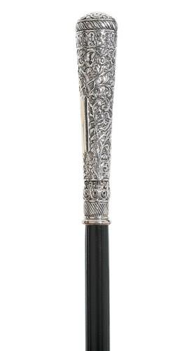 Sterling Silver Cane | Elegant Cane for Gentleman | Sterling Silver Dress Stick | Victorian | White Tie-Walking Stick-Sterling-and-Burke