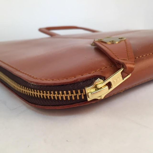 Zip Around Document Case, BESPOKE | Zipper Under Arm Briefcase | Retractable Handles | English Bridle Leather | Sterling and Burke-Document Case-Sterling-and-Burke