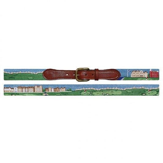 Needlepoint Collection | St Andrews | Saint Andrews Needlepoint Belt with Monogram | Special Order | Smathers and Branson-Belt-Sterling-and-Burke