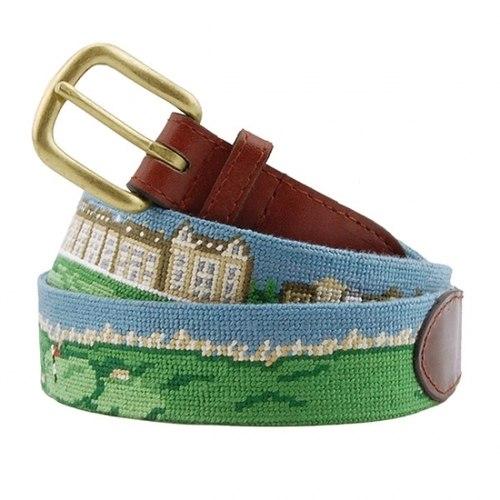 Needlepoint Collection | St Andrews | Saint Andrews Needlepoint Belt with Monogram | Special Order | Smathers and Branson-Belt-Sterling-and-Burke