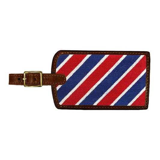 Needlepoint Collection | Patriotic Stripe Needlepoint Luggage Tag | Smathers and Branson-Luggage Tag-Sterling-and-Burke