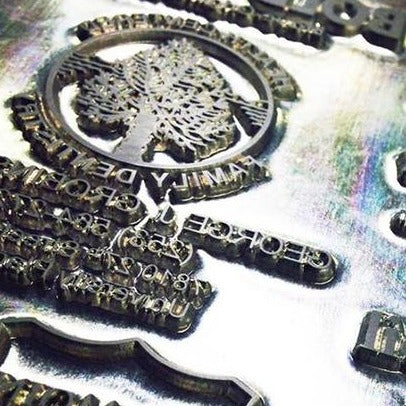 "" Production of Magnesium Die $150 | Company Logo and Crest | Stamping on Leather-Sterling-and-Burke