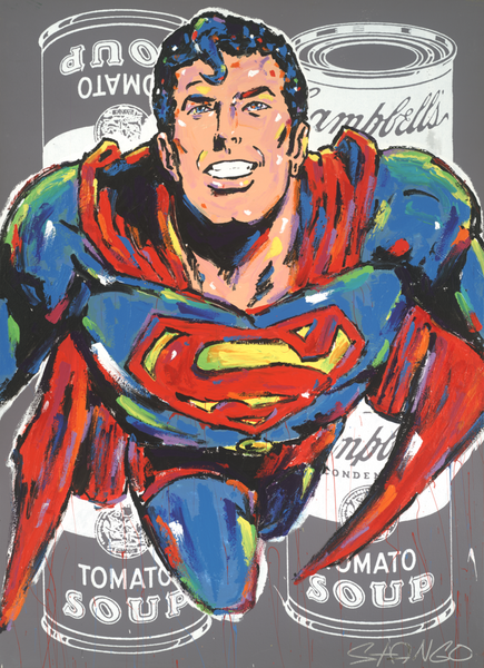 Painting by John Stango | Stango Gallery: American Super Hero: Superman | American Icon Superman and Soup | USA Patriotic Artist | Washington, DC |