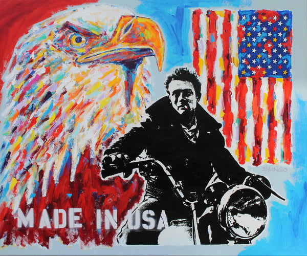 Stango Gallery: McQueen | Patriotic Steve McQueen and American Eagle and US Flag | Pop Art | Gallery at Studio Burke, Washington, DC