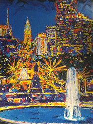 Stango Gallery: The City at Night | Night Time Fountain in The City | Gallery at Studio Burke, Washington, DC