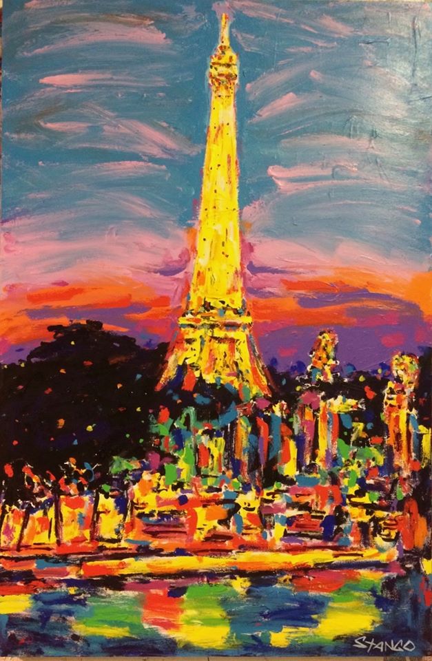 Stango Gallery: City at Night | Night Time Skyline - Paris, France | Gallery at Studio Burke, Washington, DC