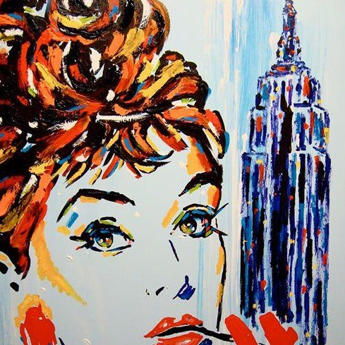 Stango Gallery: An American Icon: Audrey Hepburn | Light Blue Audrey Hepburn and Empire State Building NYC | Gallery at Studio Burke, Washington, DC