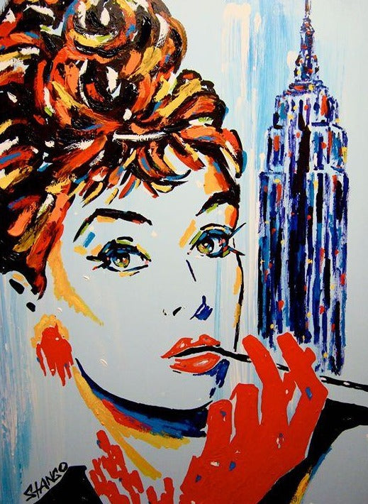 Stango Gallery: An American Icon: Audrey Hepburn | Light Blue Audrey Hepburn and Empire State Building NYC | Gallery at Studio Burke, Washington, DC