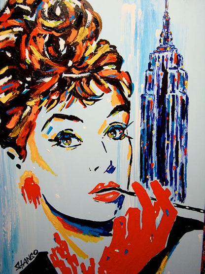 Stango Gallery: An American Icon: Audrey Hepburn | Light Blue Audrey Hepburn and Empire State Building NYC | Gallery at Studio Burke, Washington, DC