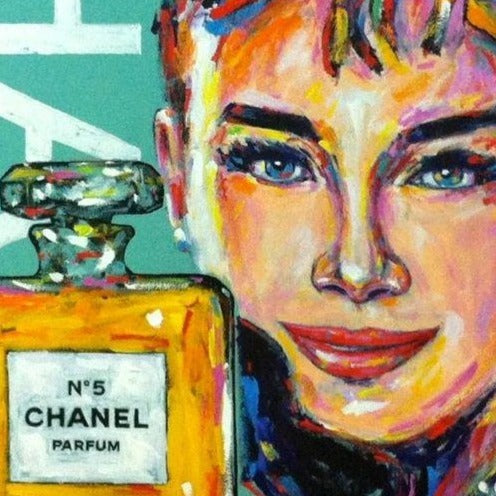 Stango Gallery: An American Icon: Audrey Hepburn | Teal Audrey Hepburn and No.5 Chanel | Gallery at Studio Burke, Washington, DC