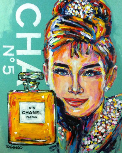 Stango Gallery: An American Icon: Audrey Hepburn | Teal Audrey Hepburn and No.5 Chanel | Gallery at Studio Burke, Washington, DC