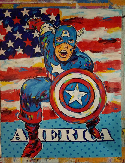 Painting by John Stango | American Icon Captain America | USA Patriotic Artist | Washington, DC |