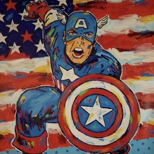 Stango Gallery: American Super Hero: Captain America | Captain America and The USA Flag | Gallery at Studio Burke, Washington, DC