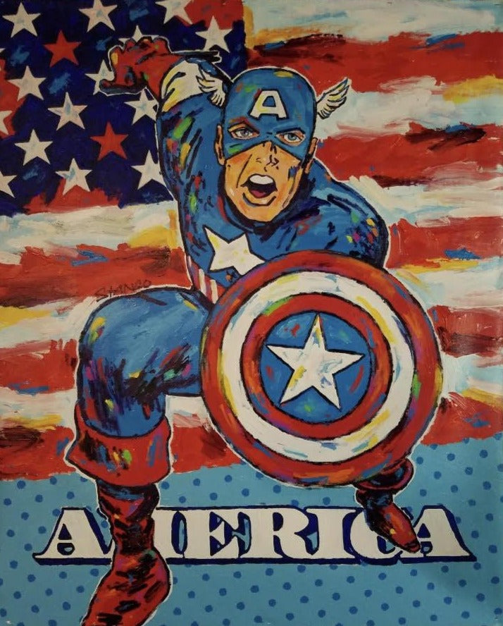 Painting by John Stango | American Icon Captain America | USA Patriotic Artist | Washington, DC |