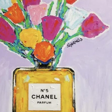 Painting by John Stango | Chanel, Chanel No.5 Perfume Bottle Pop Art | Gallery at Studio Burke Ltd, Washington, DC
