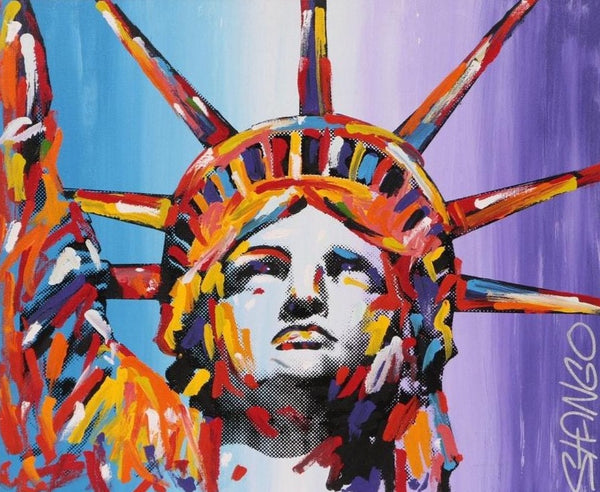 Stango Gallery: Monuments | Lavender and Light Blue Statue of Liberty Pop Art | Gallery at Studio Burke, Washington, DC
