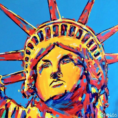 Stango Gallery: Monuments | Blue Statue of Liberty Pop Art | Gallery at Studio Burke, Washington, DC