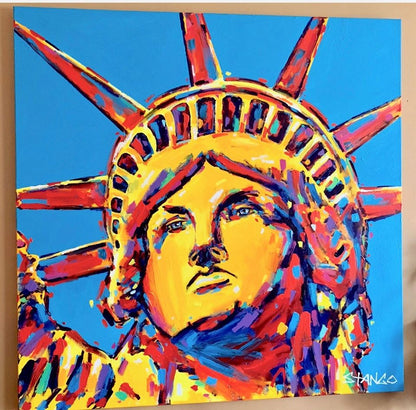 Stango Gallery: Monuments | Blue Statue of Liberty Pop Art | Gallery at Studio Burke, Washington, DC