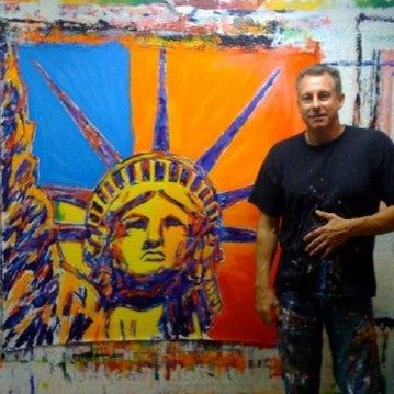 Stango Gallery: Monuments | Orange and Blue Statue of Liberty Pop Art | Gallery at Studio Burke, Washington, DC