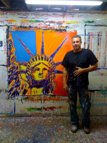 Stango Gallery: Monuments | Orange and Blue Statue of Liberty Pop Art | Gallery at Studio Burke, Washington, DC