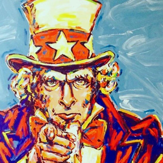 Stango Gallery: Patriotic Icon | Uncle Sam | Blue Uncle Sam Pop Art | Gallery at Studio Burke, Washington, DC