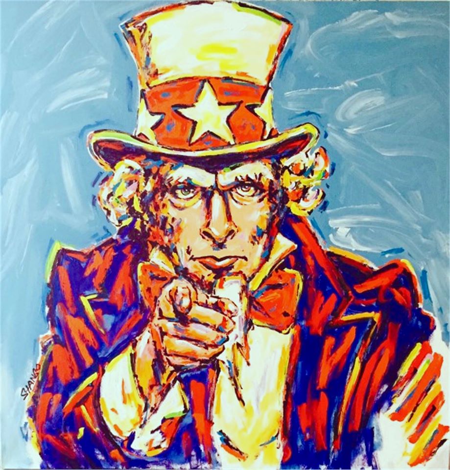 Stango Gallery: Patriotic Icon | Uncle Sam | Blue Uncle Sam Pop Art | Gallery at Studio Burke, Washington, DC