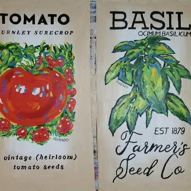 Stango Gallery: Iconic Italian Kitchen Art | Egg Plant, Tomato, Basil Seeds Pop Art | Gallery at Studio Burke, Washington, DC