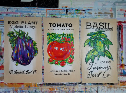 Stango Gallery: Iconic Italian Kitchen Art | Egg Plant, Tomato, Basil Seeds Pop Art | Gallery at Studio Burke, Washington, DC