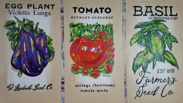 Stango Gallery: Iconic Italian Kitchen Art | Egg Plant, Tomato, Basil Seeds Pop Art | Gallery at Studio Burke, Washington, DC