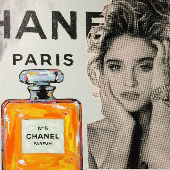 Stango Gallery: Iconic Madonna | Ivory Madonna and Chanel No.5 Parfum Bottle Pop Art | Gallery at Studio Burke, Washington, DC