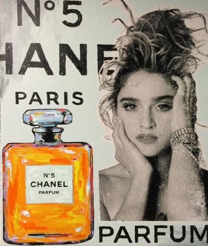 Stango Gallery: Iconic Madonna | Ivory Madonna and Chanel No.5 Parfum Bottle Pop Art | Gallery at Studio Burke, Washington, DC