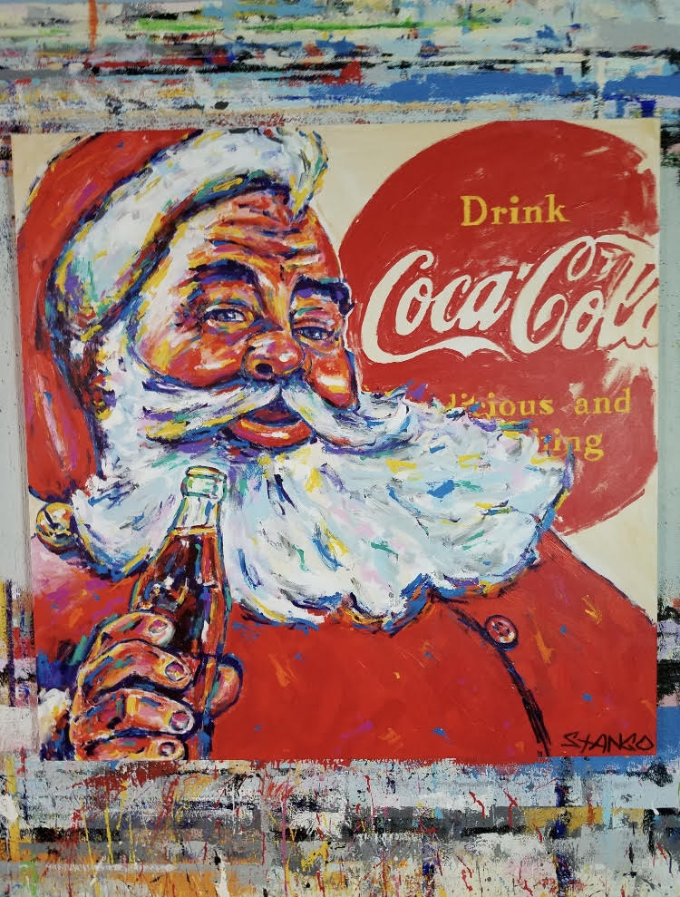 Painting by John Stango | Coca Cola and Santa Claus | Custom Contemporary Art | Gallery Burke DC