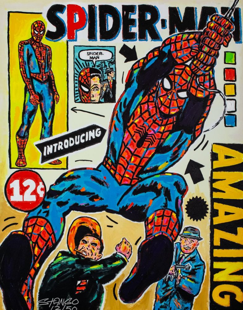 Painting by John Stango | Stango Gallery: American Superhero Spider-Man | Spider-Man Comic Book | USA Patriotic Artist | Washington, DC |