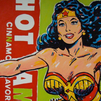 Painting by John Stango | Stango Gallery: American Superhero Wonder Woman | Wonder Woman and Hot Tamales | USA Patriotic Artist | Washington, DC |