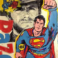 Painting by John Stango | Stango Gallery: American Super Hero: Superman | Superman, Clint Eastwood, Bazooka Bubble Gum | USA Patriotic Artist | Washington, DC |