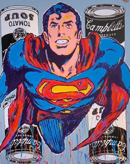 Painting by John Stango | Stango Gallery: American Super Hero: Superman | Superman and Soup Cans | USA Patriotic Artist | Washington, DC |