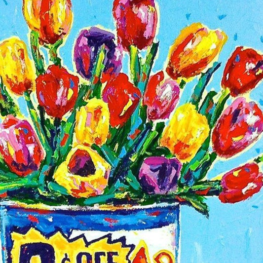 Stango Gallery: Flowers | Blue Tulip Flowers and Ajax Pop Art | Custom Contemporary Art | Gallery Burke DC