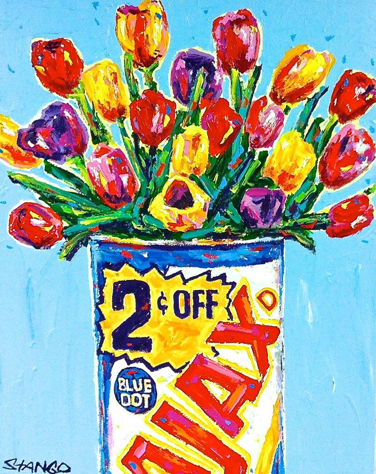Stango Gallery: Flowers | Blue Tulip Flowers and Ajax Pop Art | Custom Contemporary Art | Gallery Burke DC