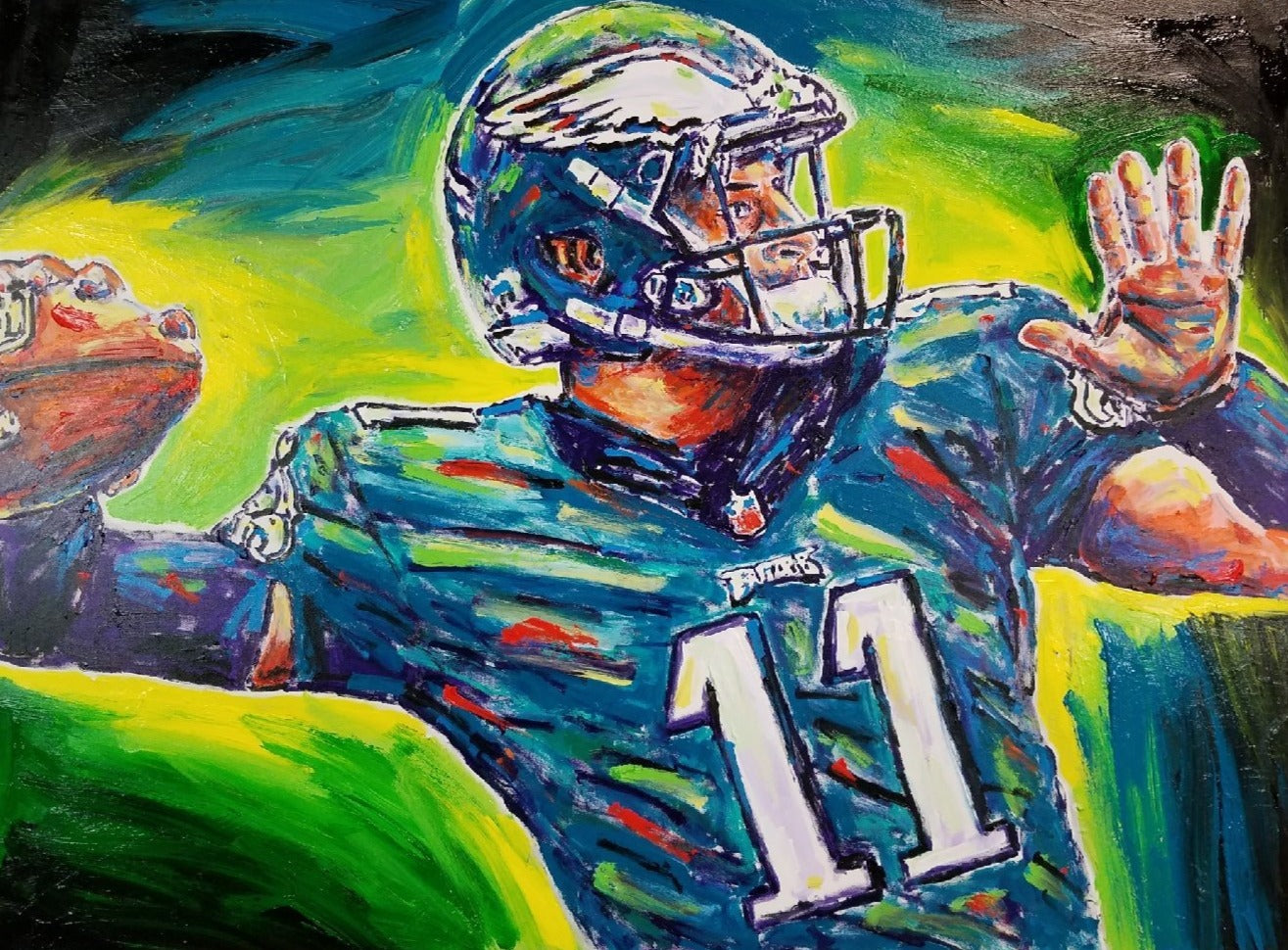 Painting by John Stango | Stango Gallery: American Football | Philadelphia Eagles Carson Wentz | USA Patriotic Artist | Washington, DC |