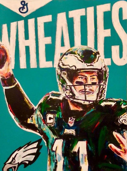 Painting by John Stango | Stango Gallery: American Football | Philadelphia Eagles Carson Wentz | USA Patriotic Artist | Washington, DC |