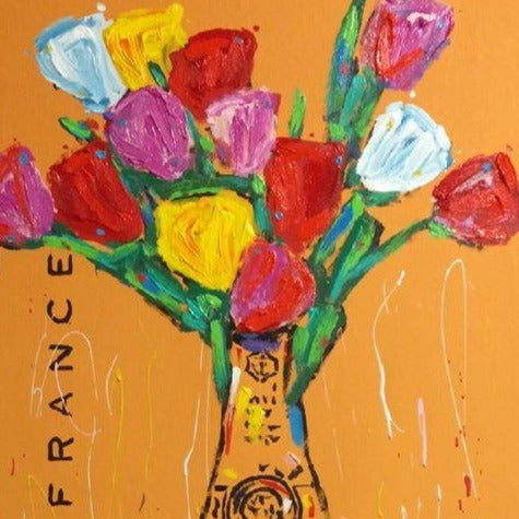 Stango Gallery: Flowers | French Tulips in Champagne Bottle  Pop Art | Custom Contemporary Art | Gallery Burke DC