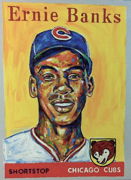 Painting by John Stango | Stango Gallery: American Baseball | Chicago Cubs Ernie Banks | USA Patriotic Artist | Washington, DC |