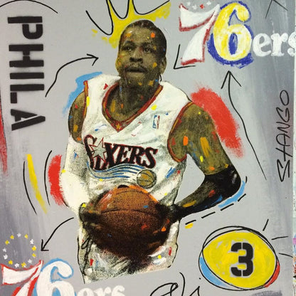 Painting by John Stango | Stango Gallery: American Basketball | Philadelphia 76ers Allen Iverson | USA Patriotic Artist | Washington, DC |