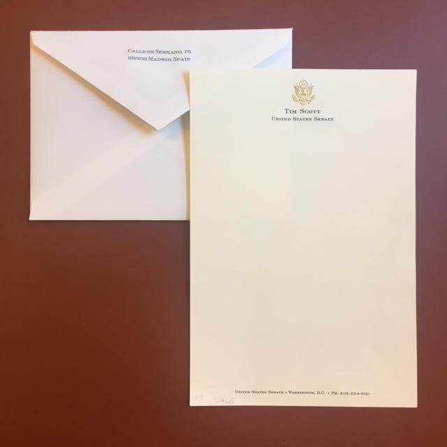 Bespoke Proof | Bahrain Embassy Stationery | Correspondence Sheet and Envelope | Gold Seal and Text in Two Locations - Text on Large Correspondence Sheets and Text on Envelope Set | Hand Engraved | Sterling and Burke Ltd-Custom Stationery-Sterling-and-Burke