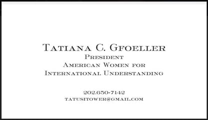 Bespoke Stationery | Business Card | Ambassador Tatiana Gfoeller