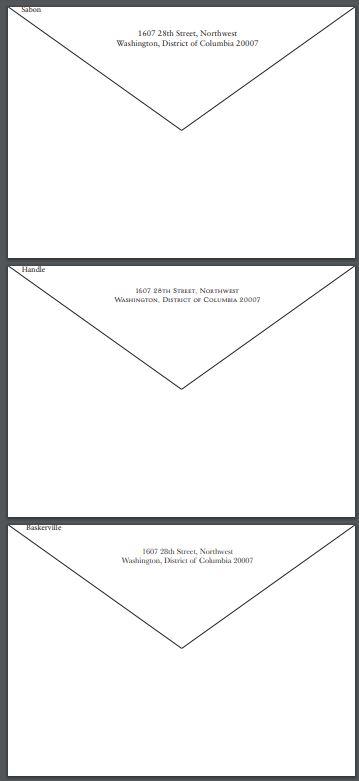 Custom C B Return Address Font Samples-Custom Stationery-Sterling-and-Burke