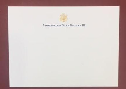 ***Bespoke Stationery | Correspondence Card and Envelope Set | Gold Eagle Seal and Text | Hand Engraved | Sterling and Burke Ltd-Custom Stationery-Sterling-and-Burke