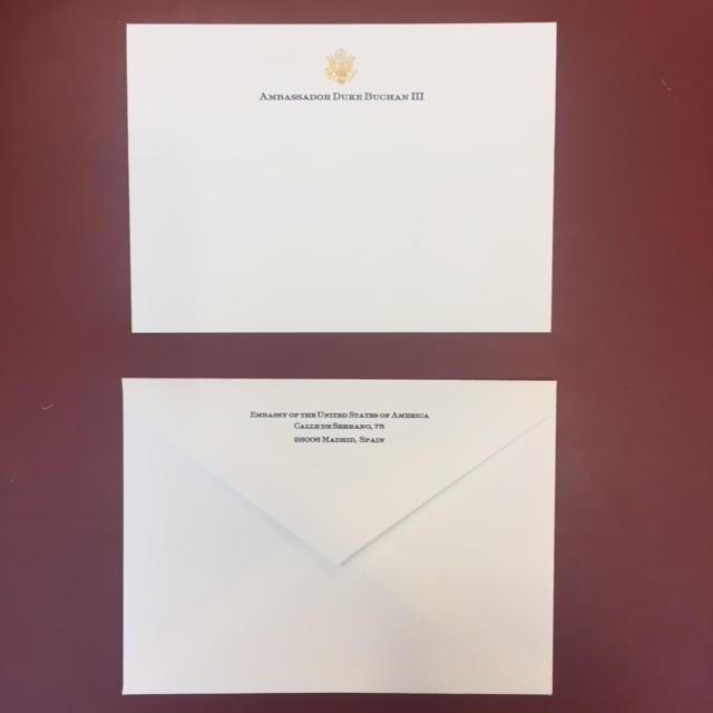 Bespoke Stationery | Medium Correspondence Card and Envelope Set | Gold Logo Seal and Text on Correspondence Card and Address on Envelope | Hand Engraved | Sterling and Burke Ltd-Custom Stationery-Sterling-and-Burke